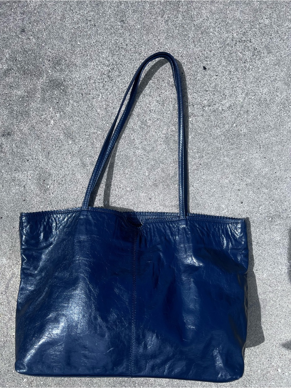 Latico NJ Navy Soft Leather Floral Fabric lined Tote Bag - Classic